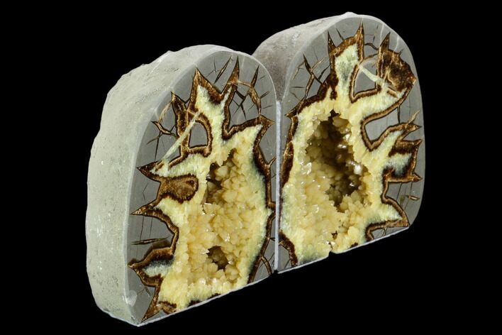 Tall, Crystal Filled Septarian Geode Bookends - Utah #123834